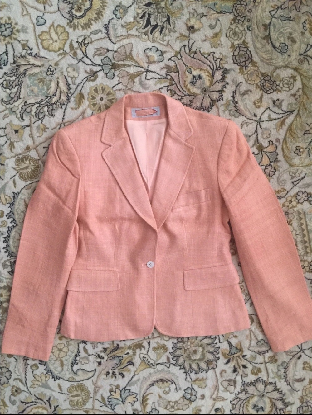 Vintage Peach Color Real Natural Raw Silk Blazer 8 Medium M Union Made